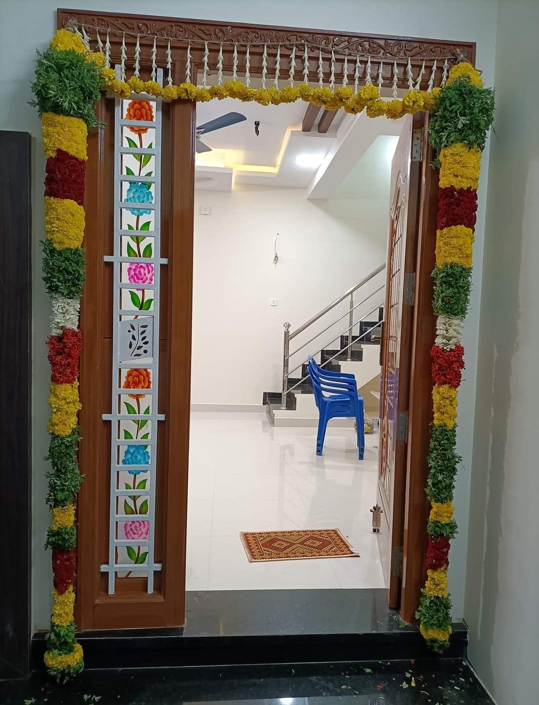 Classic Marigold and Multi-Flower Doorway Decoration