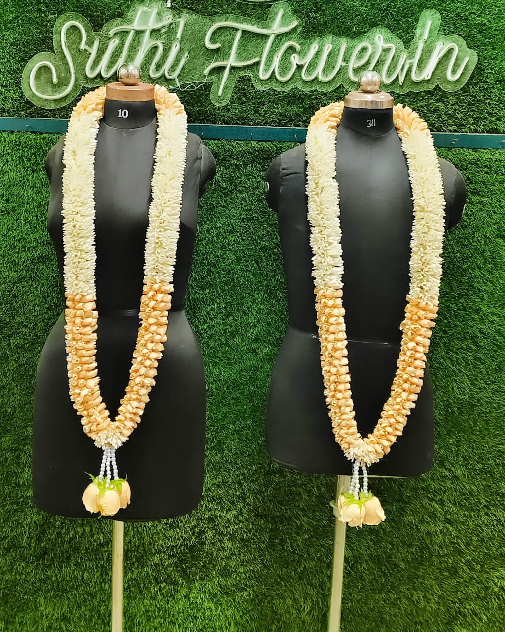Elegant Cream & Peach Engagement Garlands (Varmala Set)